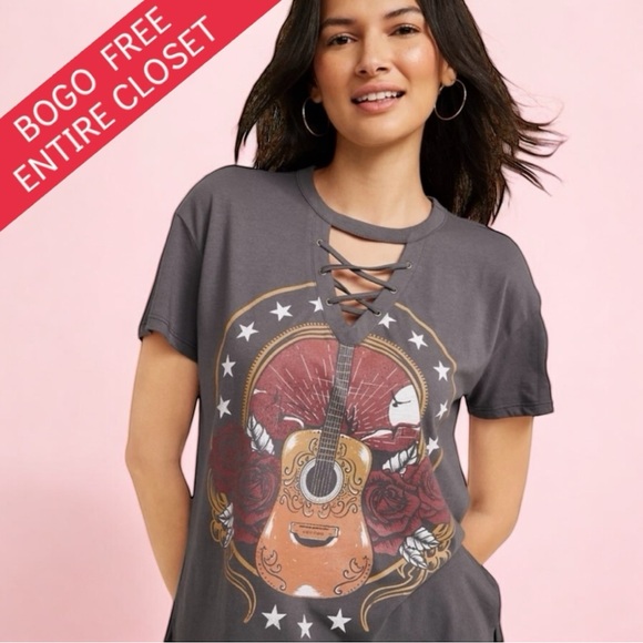 NWOT Maurices Lace Up Tee - Size XXL - Picture 1 of 9